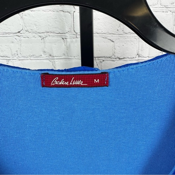 Barbra Lesser Blue Ruffle V-Neck 3/4 Length Sleeves Size Medium - Picture 2 of 6